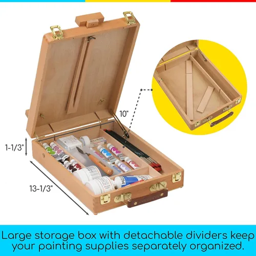 Miniatura 5 de MEEDEN Caballete de mesa para bocetos de arte: caballetes de mesa de madera de haya maciza para pintar lienzo, caballete de escritorio ajustable