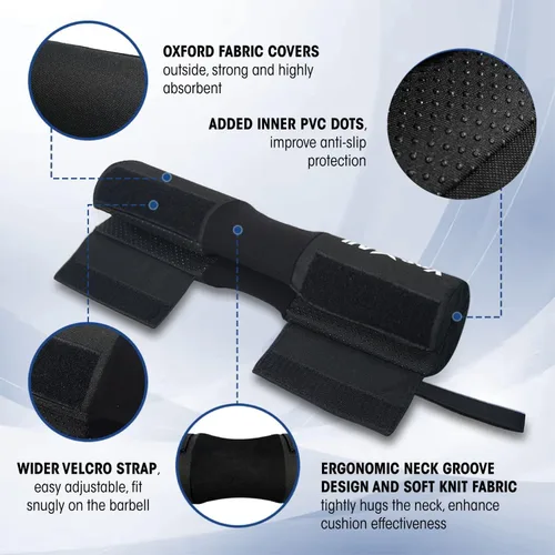 Miniatura 2 de Yes4All Ergonomic Foam Bar Pad, Olympic Barbell Squat & Neck Pad for Squats, Hip Thrusts & Weight Lifting Bar Nuevo Negro