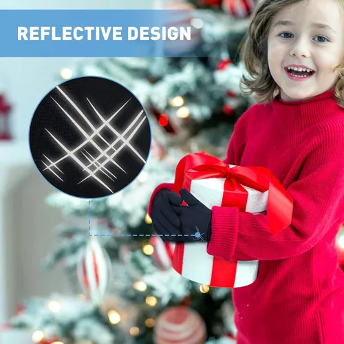 Miniatura 5 de EEFOW Guantes impermeables para pantalla táctil de invierno para niños guantes deportivos ligeros y cálidos para clima frío para niños de 6 a 12