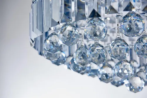 Miniatura 5 de Saint Mossi - Lámpara de araña de cristal K9 moderna de 9 luces, montaje empotrado, perfecto para comedor, baño, dormitorio, base de bombilla E12