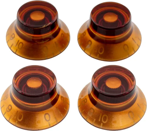 Musiclily Pro Inch USA LP - Perillas finas de campana de 24 líneas para guitarra eléctrica Les Paul CTS Macetas, color ámbar (juego de 4)
