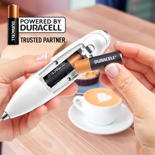 Miniatura 16 de Zulay Kitchen FrothMate Potente espumador de leche portátil y compacto para hacer espuma de mano, lattes, capuchinos Plateado transparente