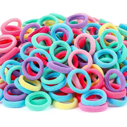Miniatura 10 de 400 ligas multicolor para el cabello, soportes elásticos para cola de caballo sin arrugas, accesorios para el cabello de 0.8 in para niñas