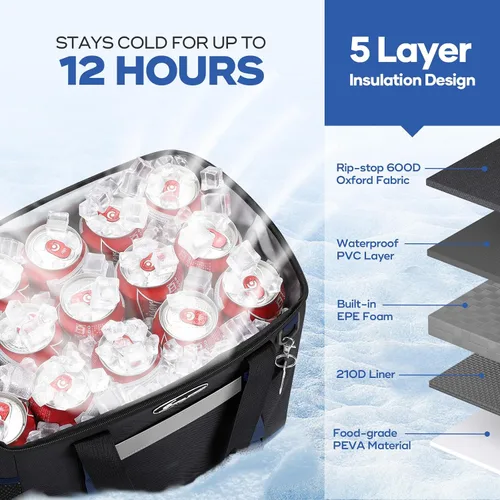 Miniatura 3 de Maelstrom Collapsible Soft Cooler Bag,35/55/75 Cans Beach Cooler with Flip Top Lid, Ice Chest, Leakproof & Portable for Beach, Camping, Road Trips &