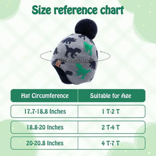 Miniatura 6 de Duoyeree - Gorro Beanie para niños y niñas, con pompón, forro acogedor, gorro de invierno