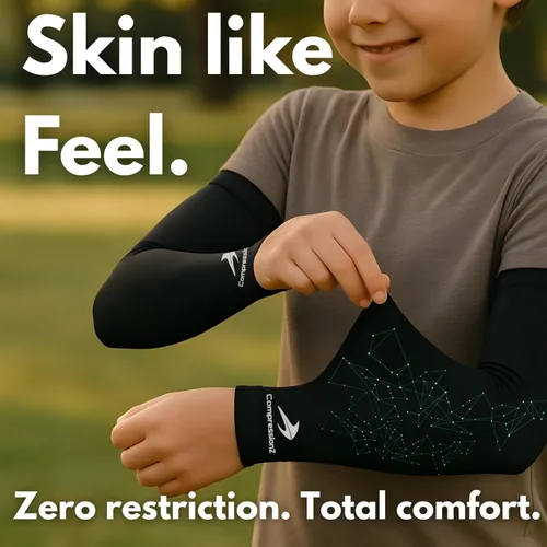 Miniatura 5 de CompressionZ Youth Sports Arm Sleeves Kids Cooling UV50+ Protection Volleyball Football Basketball Baseball - Boys & Girls
