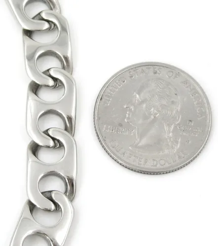 Miniatura 4 de Pulsera plana de acero inoxidable para hombre, 0.394 in, 8,2 pulgadas, Acero inoxidable, Sin gemas.