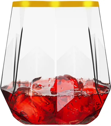 Lueumxc Paquete de 40 copas de vino de plástico, vasos de vino desechables de origami de 12 onzas, vasos de cóctel de plástico transparente