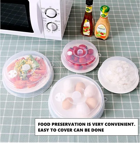 Miniatura 3 de Cubierta para salpicaduras de microondas para alimentos, cubierta de placa de ventilación de vapor sin BPA con mango de fácil agarre, cesta