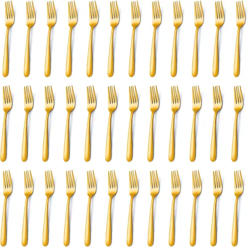 Miniatura 11 de Pleafind 24 tenedores de cena, cubiertos de 7.1 pulgadas, tenedores de cubiertos, tenedores de acero inoxidable, tenedores pulidos con espejo, juego