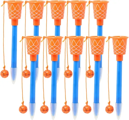 KRIZJUES 10 bolígrafos de aro de baloncesto, suministros escolares kawaii, bonitos bolígrafos de tinta de gel de dibujos animados, bolígrafos con