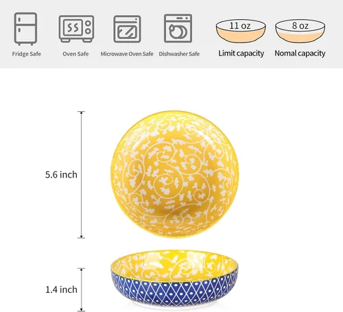 Miniatura 2 de Selamica Juego de 4 cuencos de cerámica para gatos de 5.6 pulgadas de ancho, platos poco profundos para comida y agua, varios