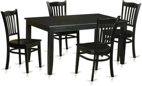 Miniatura 10 de East West Furniture DUGR7-BLK-W - Juego de mesa de cocina de 7 piezas que consta de una mesa de comedor rectangular y 6 sillas de comedor, 36 x 60