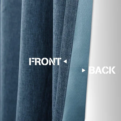 Miniatura 5 de Vangao - Cortinas blackout de lino, diseño texturizado con ojales, 2 paneles