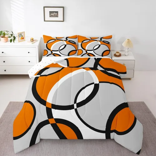 Miniatura 12 de Feelyou Juego de ropa de cama abstracta suave para niños y niñas, juego de edredón geométrico tamaño individual, edredón de rayas de microfibra