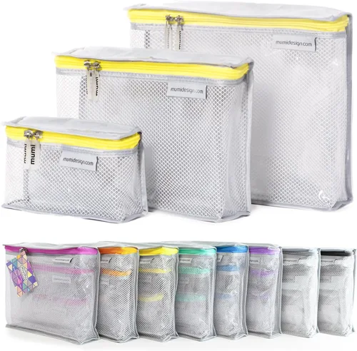 Miniatura 10 de MUMI Juego de 3 neceseres de viaje – Bolsas de aseo resistentes al agua para mujeres y hombres – Bolsas transparentes para artículos de tocador
