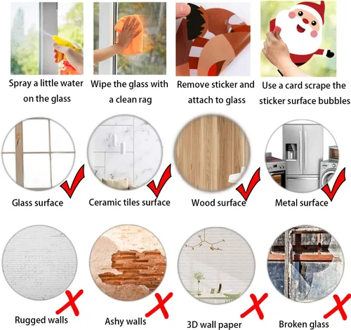 Miniatura 4 de LOMIMOS 107 calcomanías de Navidad para ventana, copos de nieve, reno, Papá Noel, para suministros de decoración de fiestas