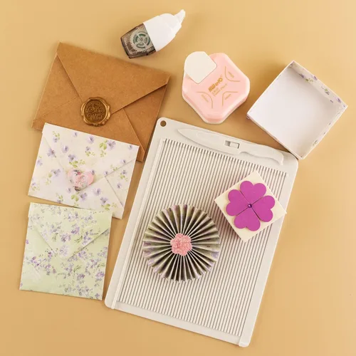 Miniatura 6 de Briartw Juego de mini tablero de puntuación y carpeta de huesos, herramienta de puntuación y plegado, multiusos, para hacer sobres, álbumes