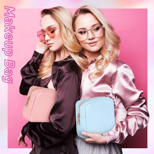 Miniatura 6 de Sweetude 6 piezas Bolsa de maquillaje de nailon, neceser de viaje con cremallera, bolsa de cosméticos de nailon para bolso, organizador
