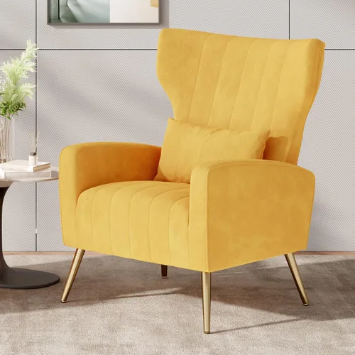 Miniatura 21 de Nalupatio Juego de 2 sillas decorativas modernas para lectura tapizadas de tela de terciopelo, sillón de mediados de siglo, cómodo sillón para sala