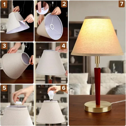 Miniatura 7 de Lámpara de mesa de madera moderna de mediados de siglo, control táctil y lámpara de noche regulable de 3 vías para dormitorio, sala de estar, mesita