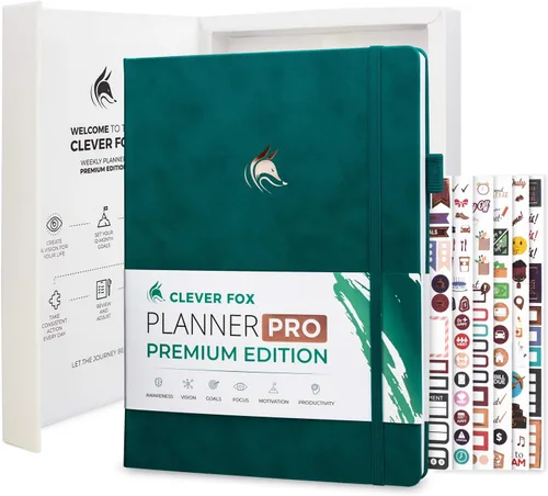 Miniatura 9 de Clever Fox Planner Pro Premium - Lujosa agenda semanal y mensual con organizador de presupuesto para productividad y objetivos, sin fecha, A4