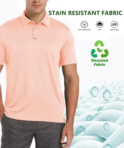Miniatura 15 de V VALANCH Polo de golf de manga corta para hombre, estilo casual, con cuello que absorbe la humedad