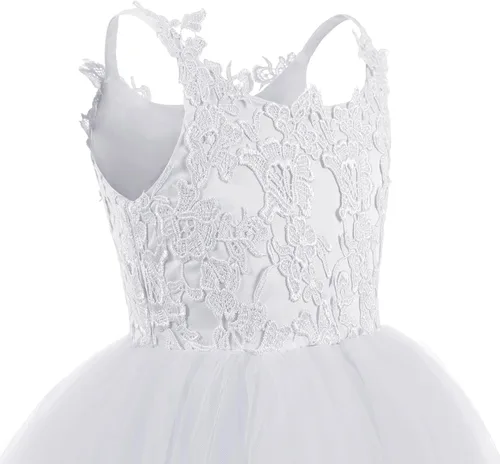 Miniatura 2 de Plwedding Vestido de niña de las flores con encaje y tul, para fiesta y primera Comunión