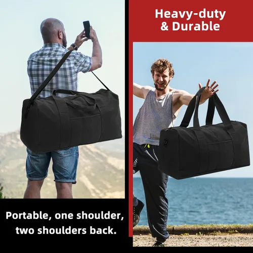 Miniatura 7 de Bolsa de lona grande utilitaria, Negro claro, Bolsa de equipaje duradera