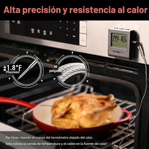 Miniatura 2 de Cocina digital LCD ThermoPro TP16 grande de cocción, comida, carne, termómetro para horno para barbacoa parrilla fumador temporizador de reloj