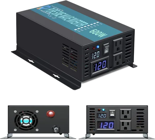 Miniatura 13 de WZRELB Inversor de corriente de onda sinusoidal pura de 500 W 12 V 120 V con 2 salidas de CA con control remoto con cable (RBP-50012WR)