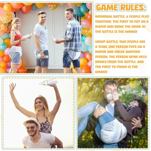 Miniatura 2 de Hushee 6 Sets de Juegos Divertidos de Botellas de Plástico para Baby Shower, Juegos Para Biberones de Plástico, Pañales Desechables, Regalos