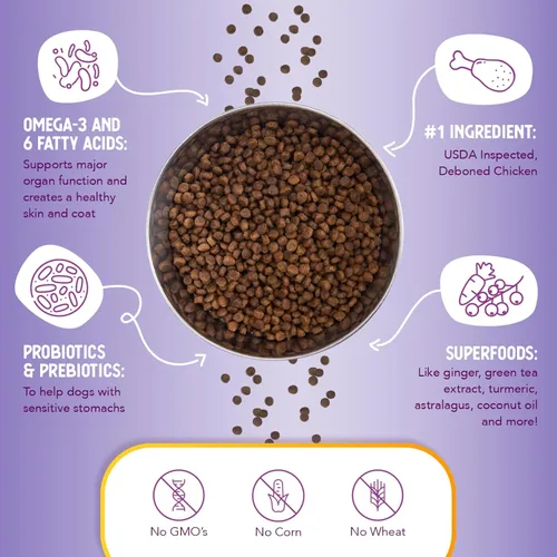 Miniatura 4 de Health Extension Little Bites Alimento Seco para Perros para Razas Toy y Pequeñas, Receta de Pollo y Arroz Integral, con Probióticos