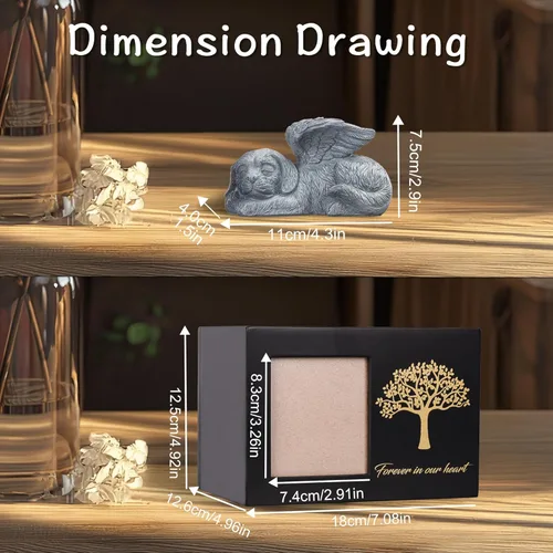 Miniatura 3 de Urna de mascota para cenizas de perro, caja de madera negra para cenizas, caja de cenizas de mascotas con bolsa de ángel y cenizas de perro