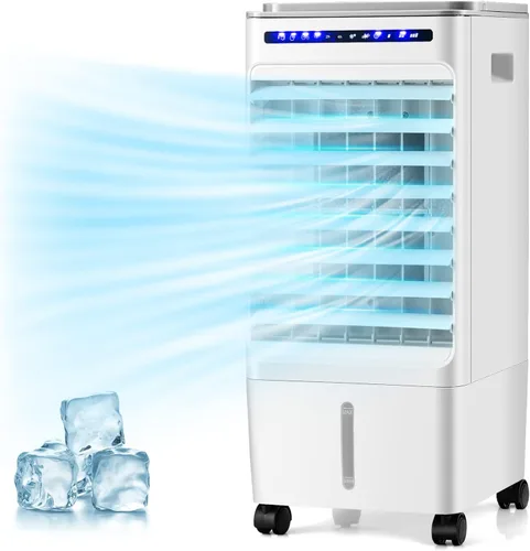 COSTWAY Enfriador de aire evaporativo portátil, enfriador de pantano 3 en 1 con control remoto, temporizador de 7 horas, 3 velocidades de viento, 3