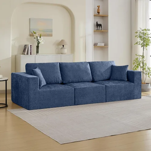 Miniatura 22 de Sofá modular Cloud de 3 plazas sin hueso de 115 pulgadas para habitación familiar, sofá sin espinas comprimida de espuma viscoelástica con asiento