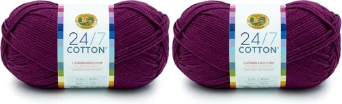 Miniatura 81 de Lion Brand Yarn, Hilo ligero mercerizado de algodón 24/7 para tejer, ganchillo y manualidades, Almirante, 1 paquete, 185 yardas de fibra natural