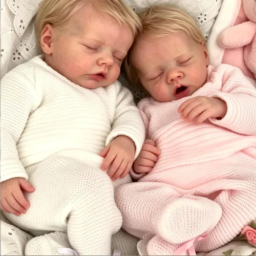 Anano Muñecas Reborn Bebés Gemelos Niño y Niña, Muñecas de Bebé Realistas de 18 Pulgadas de Silicona Cuerpo Completo, Muñecas de Bebé de Silicona