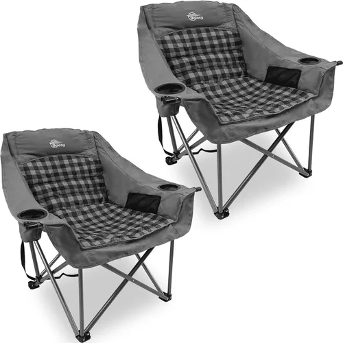 Miniatura 9 de Bolosy Paquete de 2 Sillas de Camping de Gran Tamaño para Adultos de Servicio Pesado Sillas Plegables para Exteriores Acolchadas Sillas de Césped