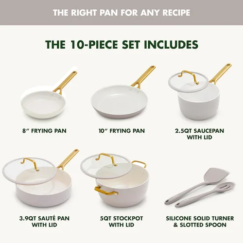 Miniatura 3 de GreenPan Juego de utensilios de cocina antiadherentes Reserve Pro de 10 piezas, cerámica certificada NSF, juego de ollas y sartenes de anodizado