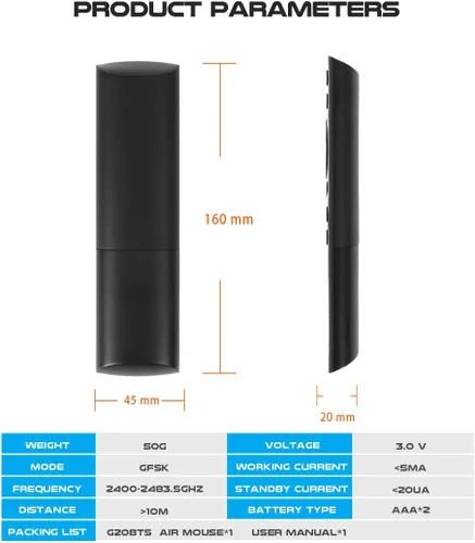 Miniatura 7 de G20S Control Remoto Bluetooth, Ratón Remoto de Aire con Sensor de Giroscopio de 6 Ejes y Aprendizaje IR para Nvidia Shield