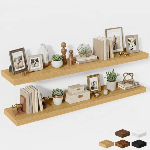 Miniatura 89 de Estantes flotantes de 48 pulgadas para pared, estante de chimenea de 10 pulgadas de profundidad, estantes flotantes de madera para pared, estantes