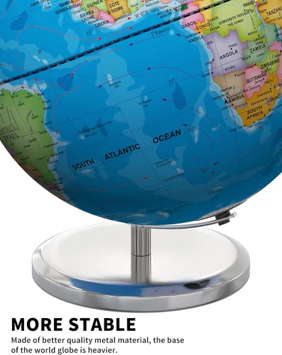Miniatura 5 de SOUNDANCE Globo del mundo de 13 pulgadas con base estable de metal pesado, globo educativo para el aprendizaje de los niños, lámpara de globos
