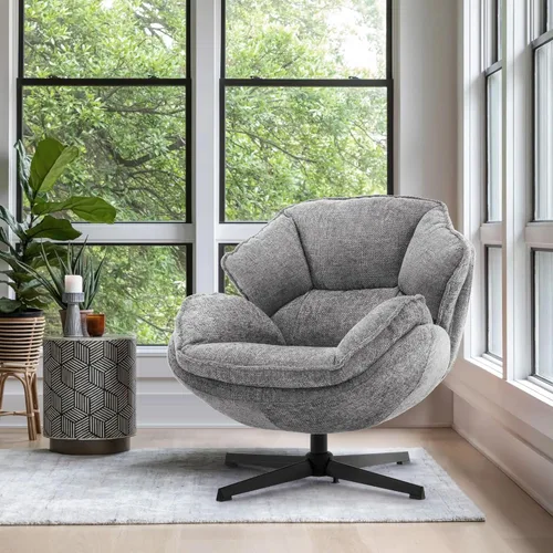 IWMH Silla Giratoria de Acento para Sala de Estar, Sillón Tapizado con Patas de Metal, Silla de Salón Sofá, Cómodas Sillas de Ocio para Lectura en