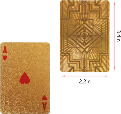 Miniatura 6 de Vijiv 2 cartas de póquer doradas de lujo, cubierta de plástico impermeable para 1920 Gatsby Party Decor Adultos Juegos Regalos