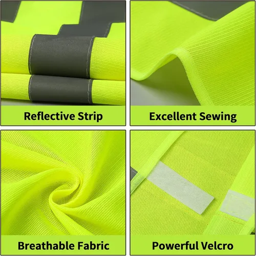 Miniatura 3 de Chaleco de seguridad, chaleco reflectante de alta visibilidad para hombres, trabajo, ciclismo, corredor, topógrafo, voluntario, carretera