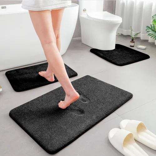 Miniatura 7 de HOMEIDEAS Juego de 3 alfombras de baño mejoradas, alfombras de baño de espuma viscoelástica ultra suaves, superabsorbentes, antideslizantes, Beige