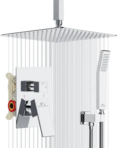 Miniatura 15 de SunCleanse Juego de Grifería de Ducha de Lluvia Cromado Pulido Juego Combinado de Ducha para Baño con Cabezal de Ducha de Alta Presión de 10 Cromo