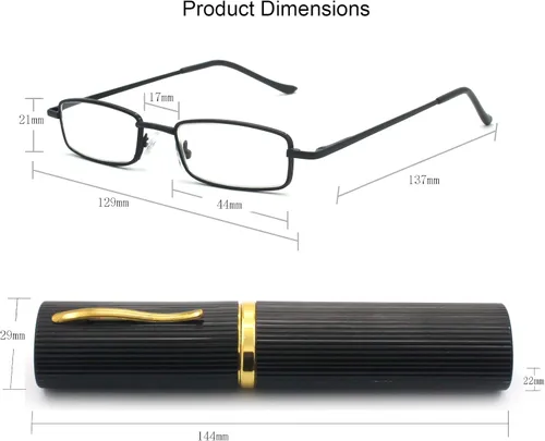 Miniatura 4 de Gafas de lectura de tubo ligero y compacto ultra delgado con estuche de aluminio de clip portátil