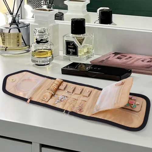Miniatura 4 de emissary Organizador pequeño de viaje para joyas, para collares, aretes, anillos, pulseras, almacenamiento de joyas, almacenamiento de aretes